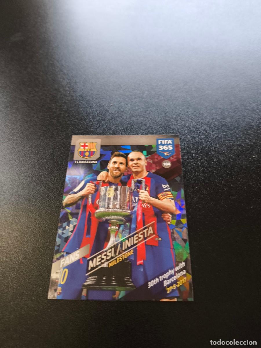 Fu&szlig;ball-Sticker: 104 MESSI INIESTA MILESTONE BARCELONA PANINI ADRENALYN FIFA 365 2017 2018 17 18 NO LIGA ESTE ALBUM