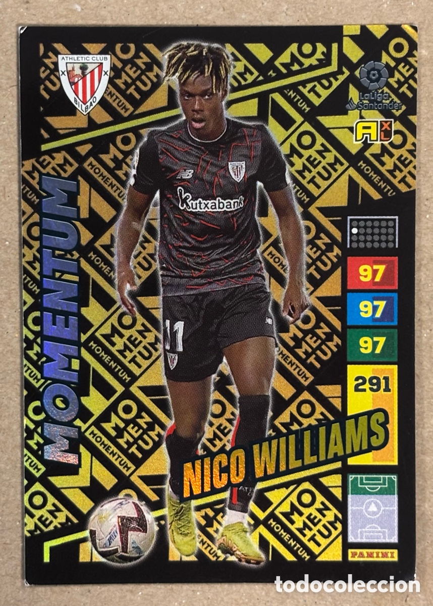 Fu&szlig;ball-Sticker: NICO WILLIAMS (ATHLETIC CLUB BILBAO). CARTA MOMENTUM PANINI ADRENALYN XL LA LIGA 2022-23.