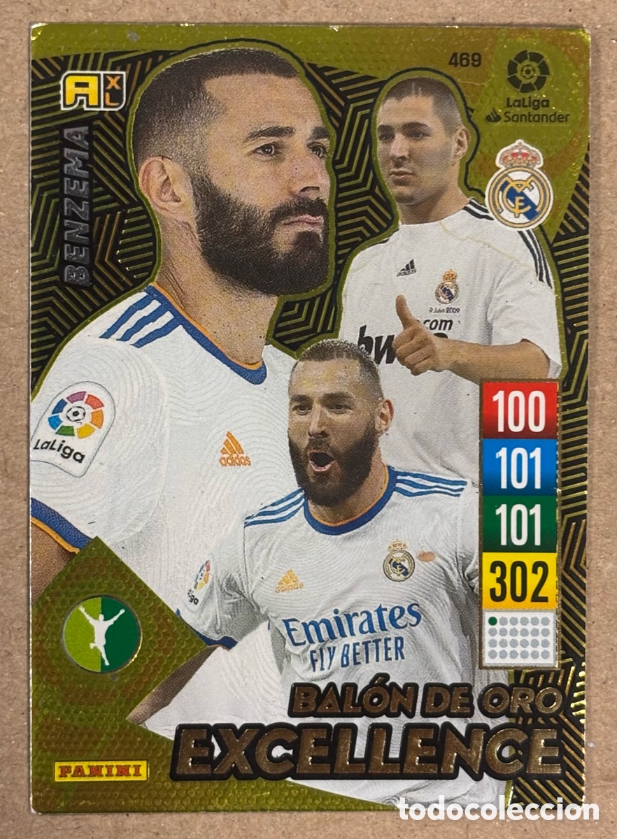 Cromos de Futebol: BENZEMA (REAL MADRID). CARTA BAL&Oacute;N DE ORO EXCELLENCE PANINI ADRENALYN XL LA LIGA 2021-22.