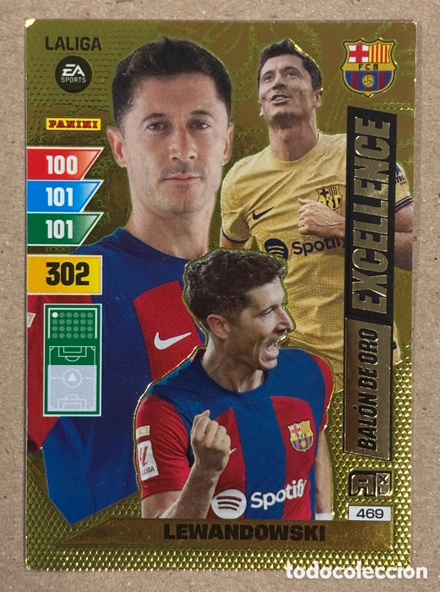 Cromos de f&uacute;tbol: LEWANDOWSKI (FC BARCELONA). CARTA BAL&Oacute;N DE ORO EXCELLENCE PANINI ADRENALYN XL LA LIGA 2023-24