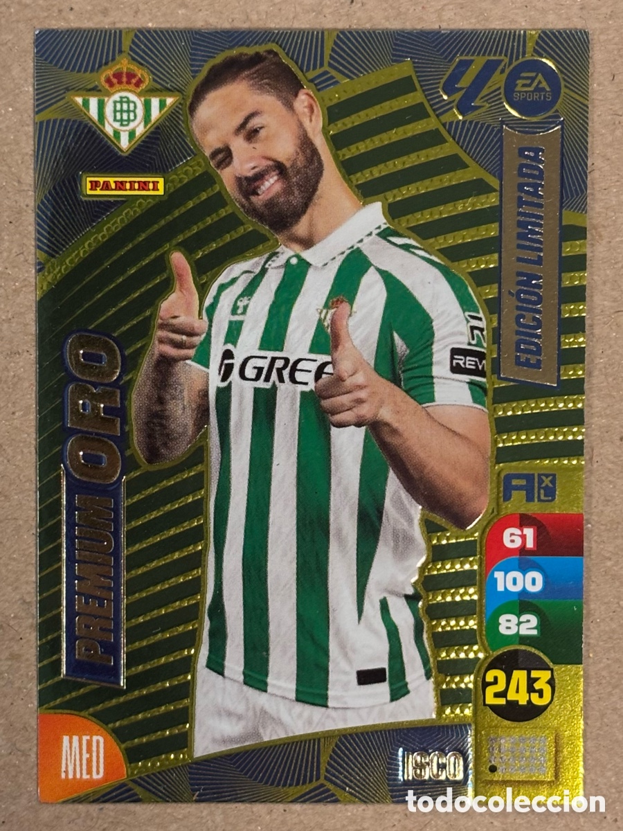 Cromos de f&uacute;tbol: ISCO (REAL BETIS). CARTA PREMIUM ORO PANINI ADRENALYN XL LA LIGA 2024-25.