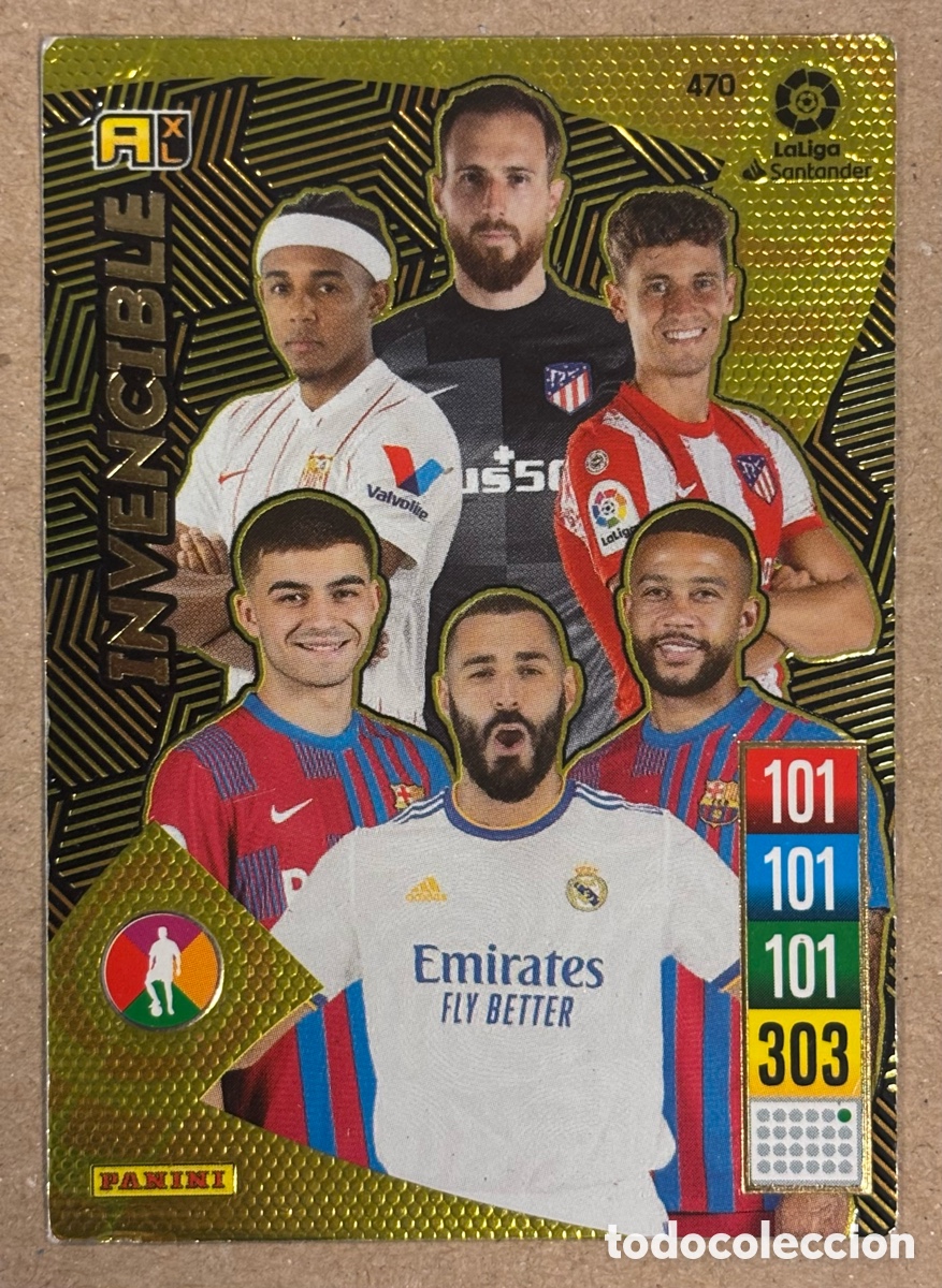 Cromos de f&uacute;tbol: INVENCIBLE. CARTA PANINI ADRENALYN XL LA LIGA 2021-22. BENZEMA, PEDRI, OBLAK, KOUND&Eacute;,&hellip;