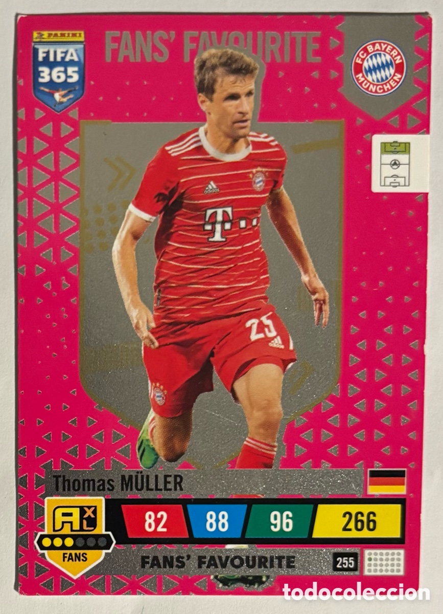 Cromos de f&uacute;tbol: THOMAS MULLER (BAYERN MUNICH). CARTA FANS FAVOURITE PANINI ADRENALYN XL FIFA 365 2023.