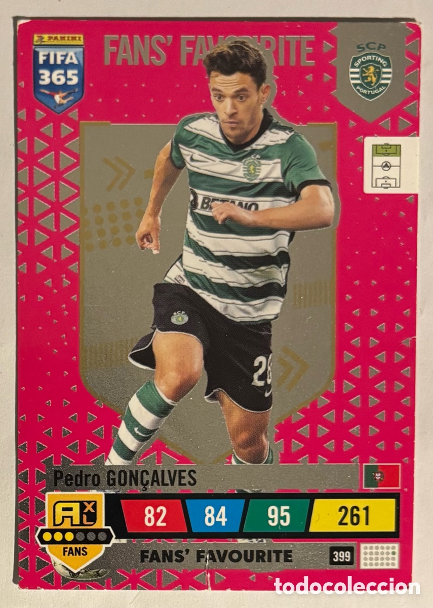 Cromos de f&uacute;tbol: PEDRO GON&Ccedil;ALVES (SPORTING PORTUGAL). CARTA FANS FAVOURITE PANINI ADRENALYN XL FIFA 365 2023.