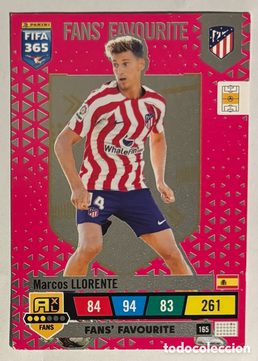 Cromos de f&uacute;tbol: MARCOS LLORENTE (ATL&Eacute;TICO MADRID). CARTA FANS FAVOURITE PANINI ADRENALYN XL FIFA 365 2023.