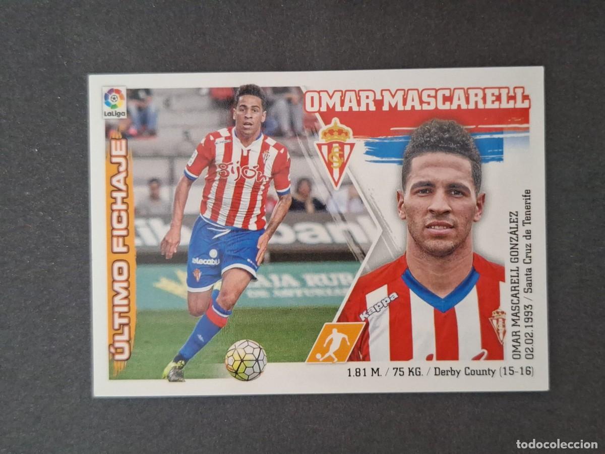 Cromos de f&uacute;tbol: L3 OMAR MASCARELL SPORTING DE GIJON FICHAJE 24 LIGA ESTE 2015 2016 15 16 NUNCA PEGADO SIN PEGAR