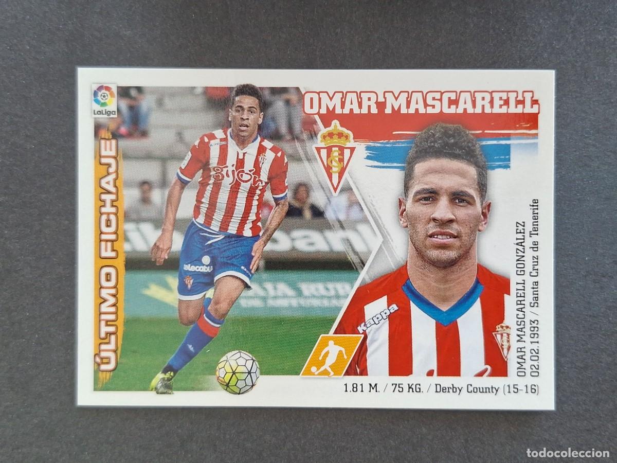 Cromos de f&uacute;tbol: L3 OMAR MASCARELL SPORTING DE GIJON FICHAJE 24 LIGA ESTE 2015 2016 15 16 NUNCA PEGADO SIN PEGAR