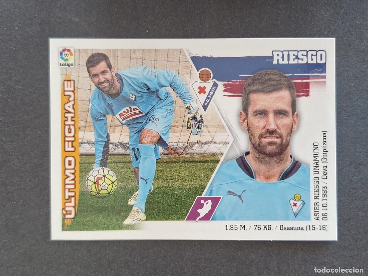 Cromos de f&uacute;tbol: L3 RIESGO S. D. EIBAR FICHAJE 34 LIGA ESTE 2015 2016 15 16 NUNCA PEGADO SIN PEGAR