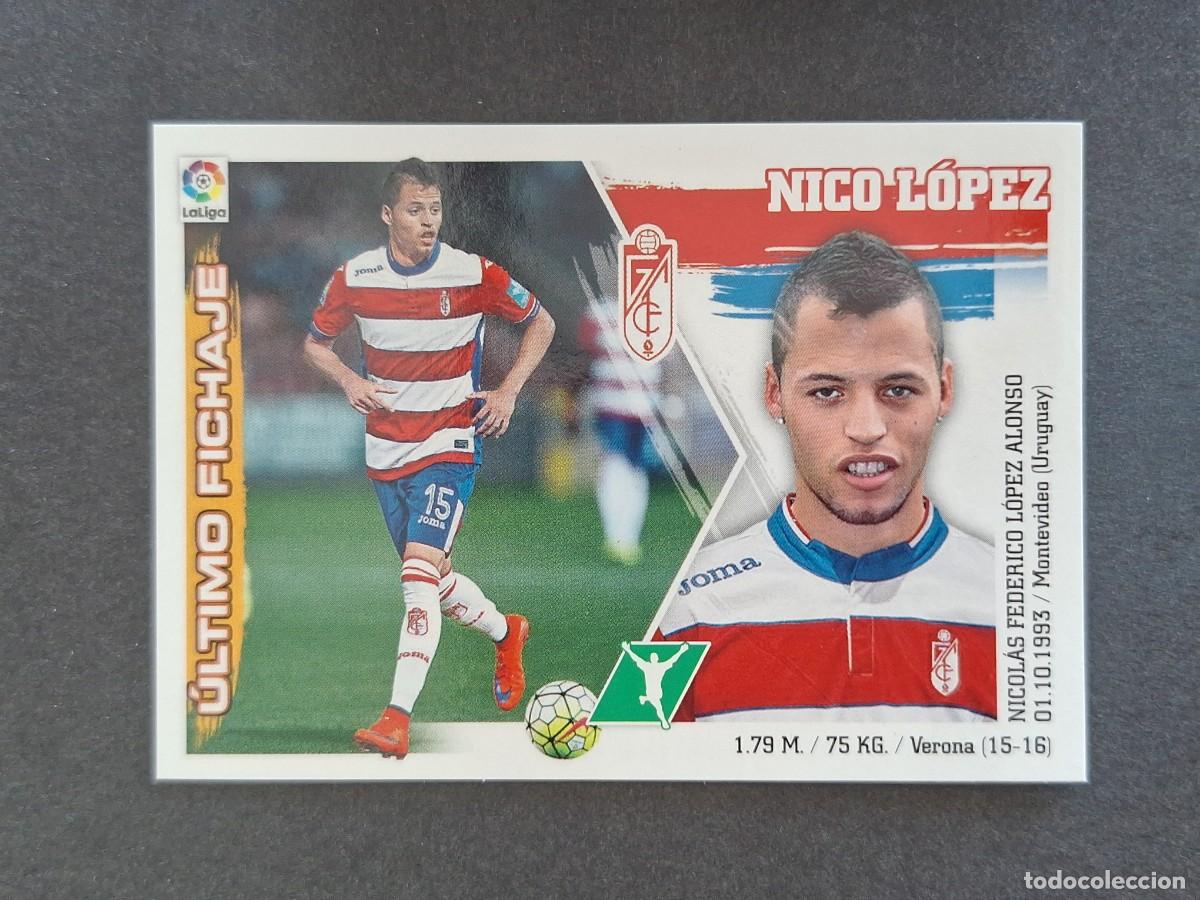 Cromos de f&uacute;tbol: L3 NICO LOPEZ GRANADA C. F. FICHAJE 38 LIGA ESTE 2015 2016 15 16 NUNCA PEGADO SIN PEGAR