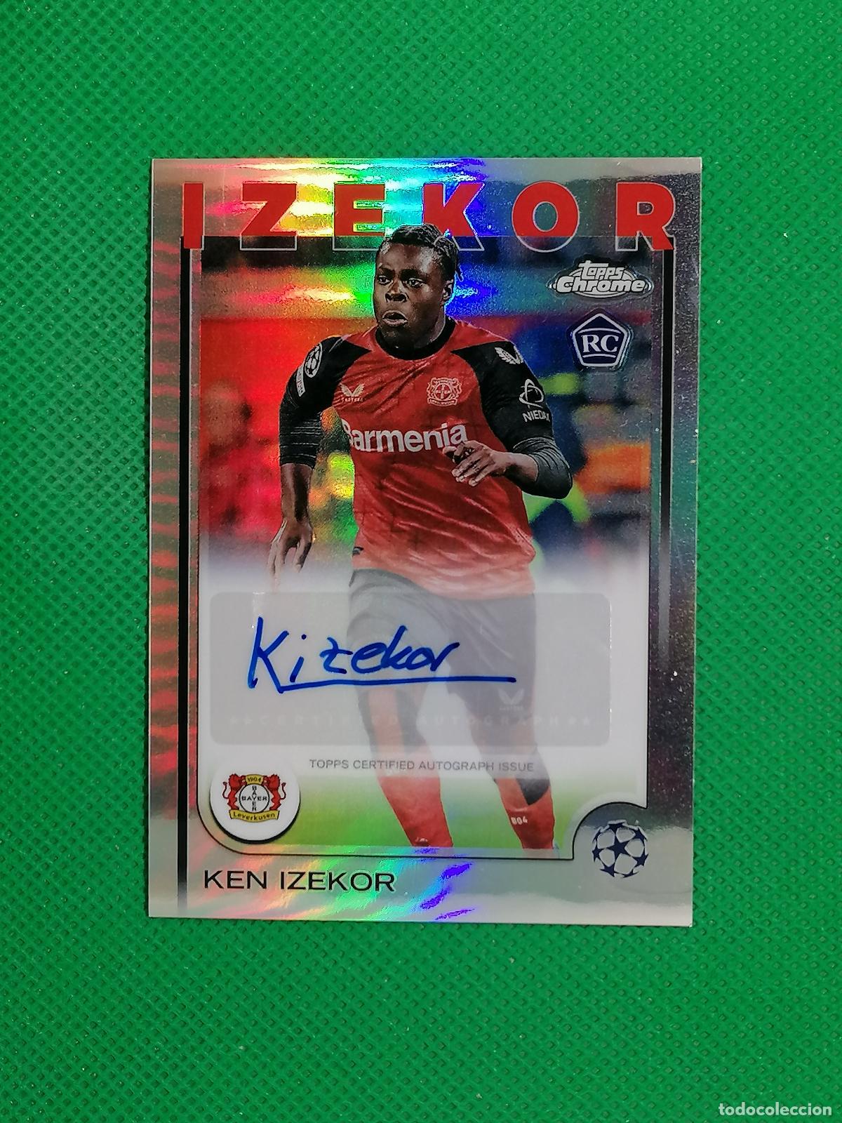 Cromos de f&uacute;tbol: KEN IZEKOR BAYER LEVERKUSEN AUTOGRAFO AUTO FIRMA ⚽ TOPPS CHROME 24 25 2024 2025 ⚽