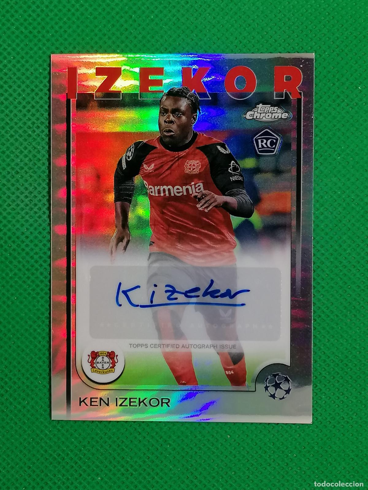 Cromos de f&uacute;tbol: KEN IZEKOR BAYER LEVERKUSEN AUTOGRAFO AUTO FIRMA ⚽ TOPPS CHROME 24 25 2024 2025 ⚽