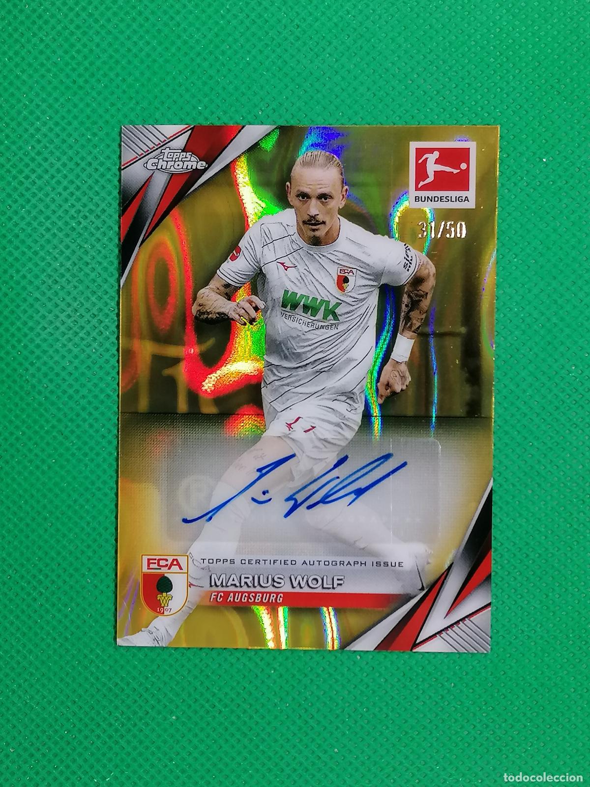 Cromos de f&uacute;tbol: MARIUS WOLF AUGSBURG /50 AUTOGRAFO AUTO FIRMA ⚽ TOPPS CHROME BUNDESLIGA 24 25 2024 2025 ⚽