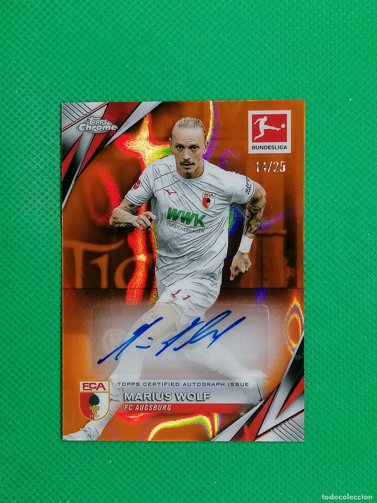 Cromos de f&uacute;tbol: MARIUS WOLF AUGSBURG /25 AUTOGRAFO AUTO FIRMA ⚽ TOPPS CHROME BUNDESLIGA 24 25 2024 2025 ⚽