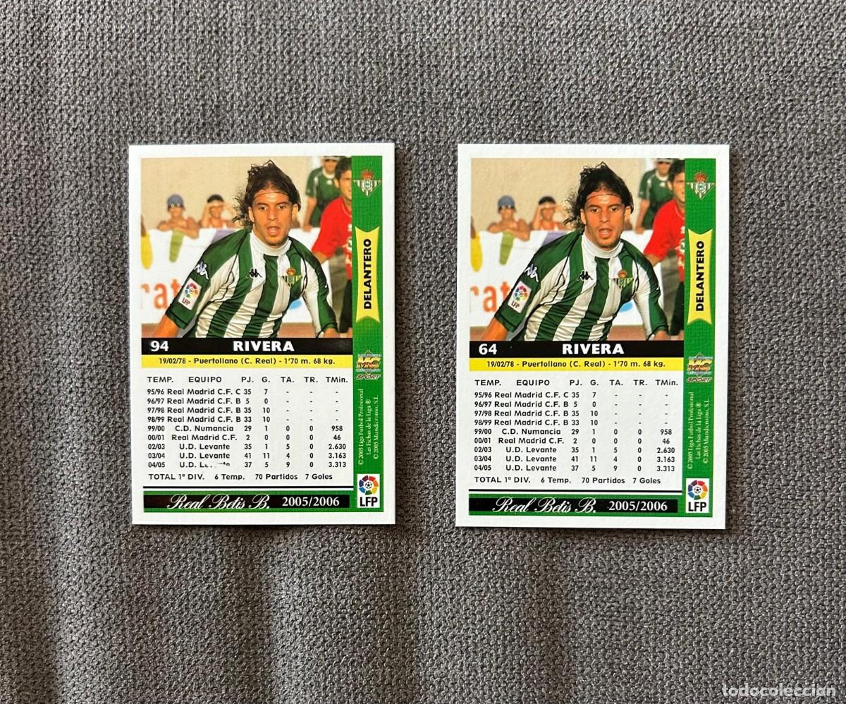 Cromos de f&uacute;tbol: Cromo Rivera betis 94 64 error y corregido mundicromo 05 06 2005 2006