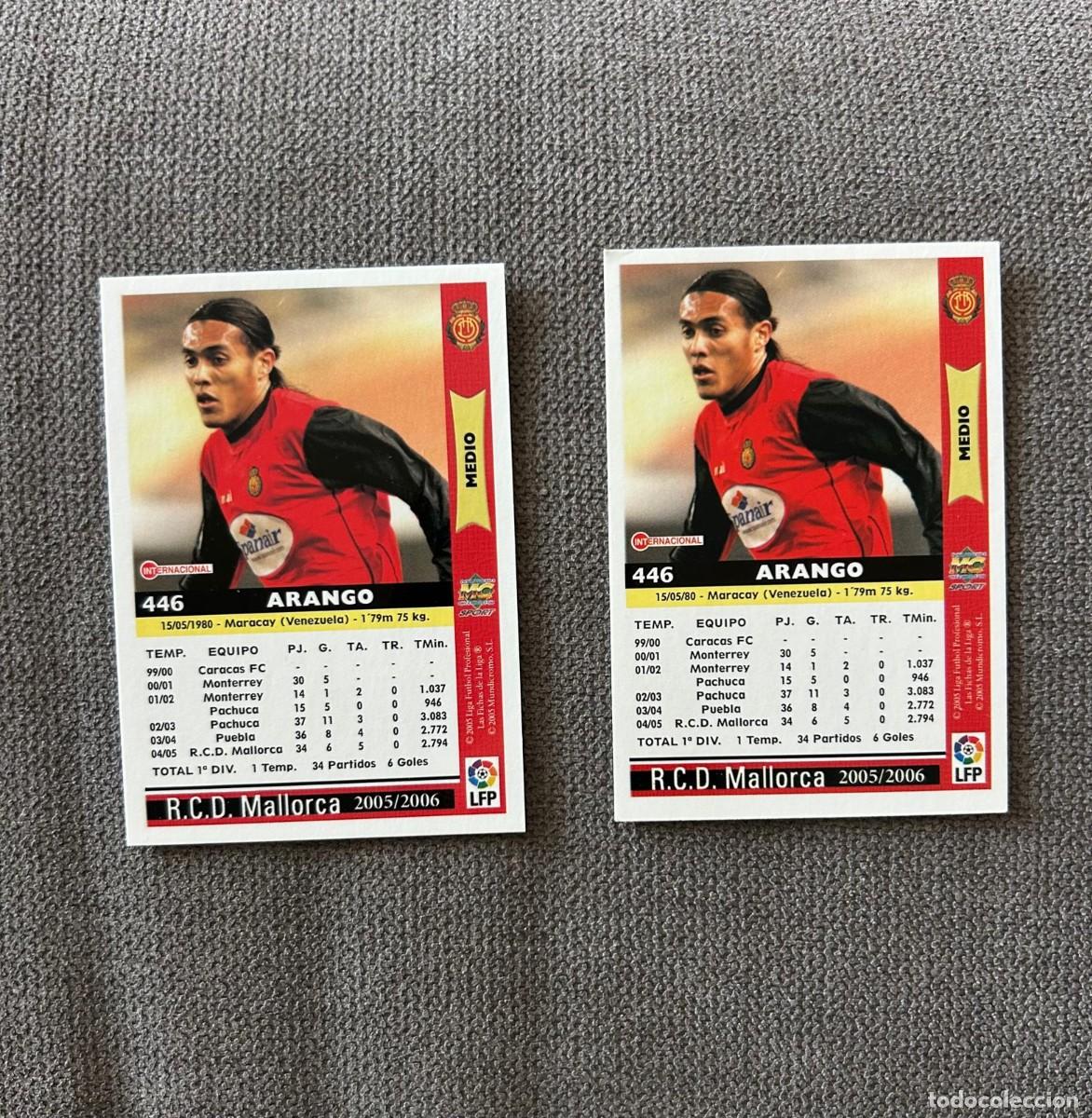 Cromos de f&uacute;tbol: Cromo Arango Mallorca 446 error y corregido mundicromo 05 06 2005 2006