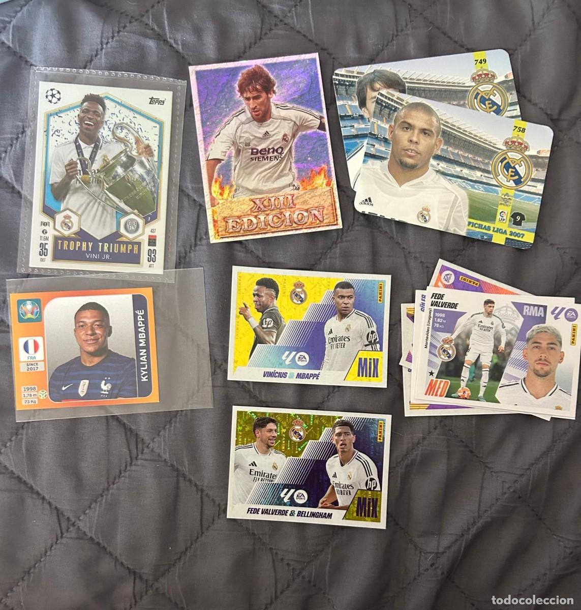 Cromos de f&uacute;tbol: 12 cromos Real Madrid diferentes colecciones. Vinicius, Mbappe, Ronaldo