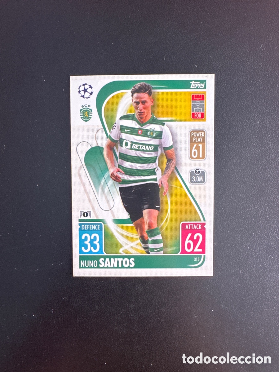 Cromos de f&uacute;tbol: SANTOS SPORTING DE PORTUGAL N&Uacute;MERO 315 MATCH ATTAX 2021 2022