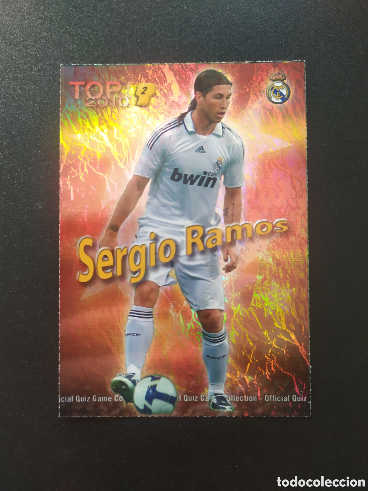 Fu&szlig;ball-Sticker: Mundicromo fichas Liga 2009 2010 09 10 Sergio Ramos top brillo rojo jaspeado n&deg; 551 Real Madrid