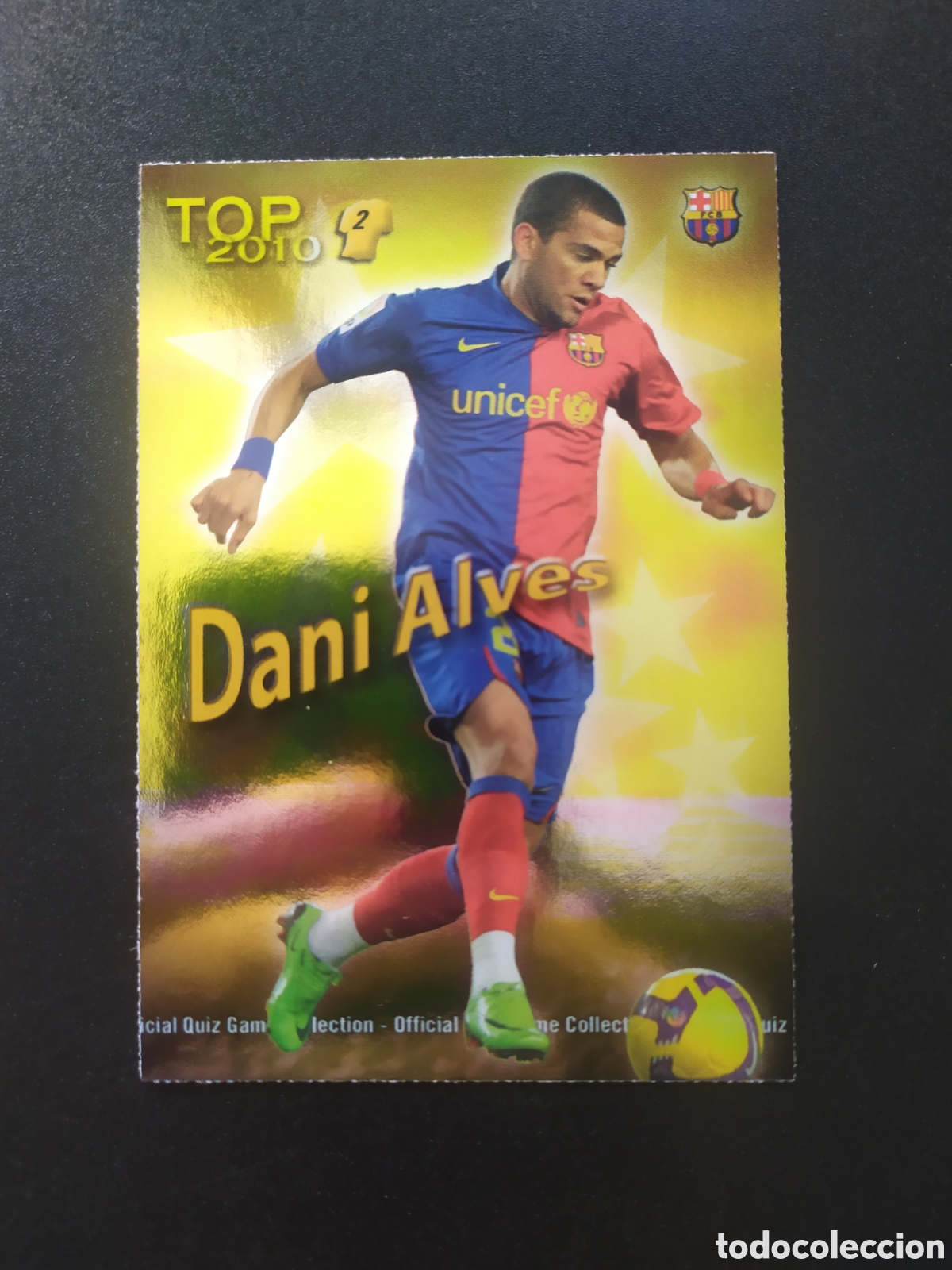 Fu&szlig;ball-Sticker: Mundicromo fichas Liga 2009 2010 09 10 Dani Alves top brillo dorado n&deg; 550 Barcelona