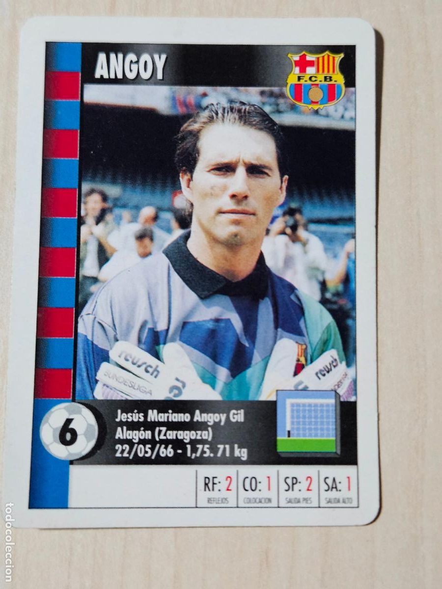 Cromos de f&uacute;tbol: ANGOY - BARCELONA - CARTA NAIPE HERACLIO FOURNIER SUPERGOL SUPER GOL MARCA 95 96