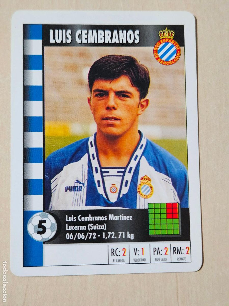 Cromos de f&uacute;tbol: LUIS CEMBRANOS - ESPANYOL - CARTA NAIPE HERACLIO FOURNIER SUPERGOL SUPER GOL MARCA 95 96