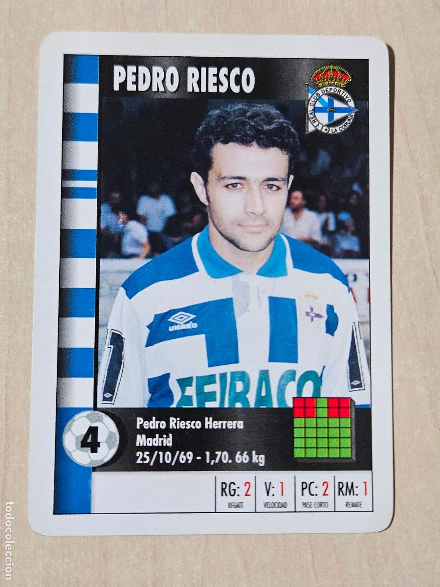 Cromos de f&uacute;tbol: PEDRO RIESCO - DEPORTIVO DE LA CORU&Ntilde;A - CARTA NAIPE HERACLIO FOURNIER SUPERGOL SUPER GOL MARCA 95 96