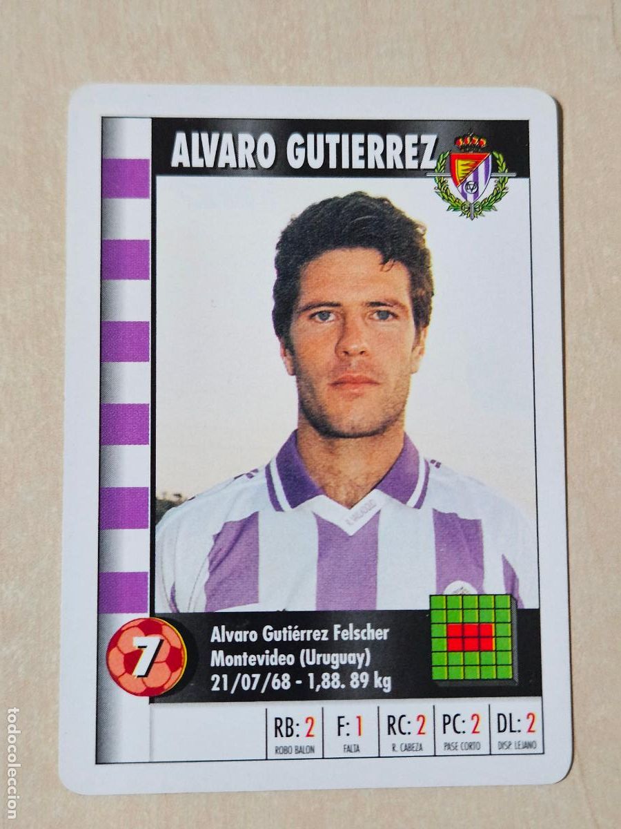 Cromos de f&uacute;tbol: GUTIERREZ - REAL VALLADOLID - CARTA NAIPE HERACLIO FOURNIER SUPERGOL SUPER GOL MARCA 95 96