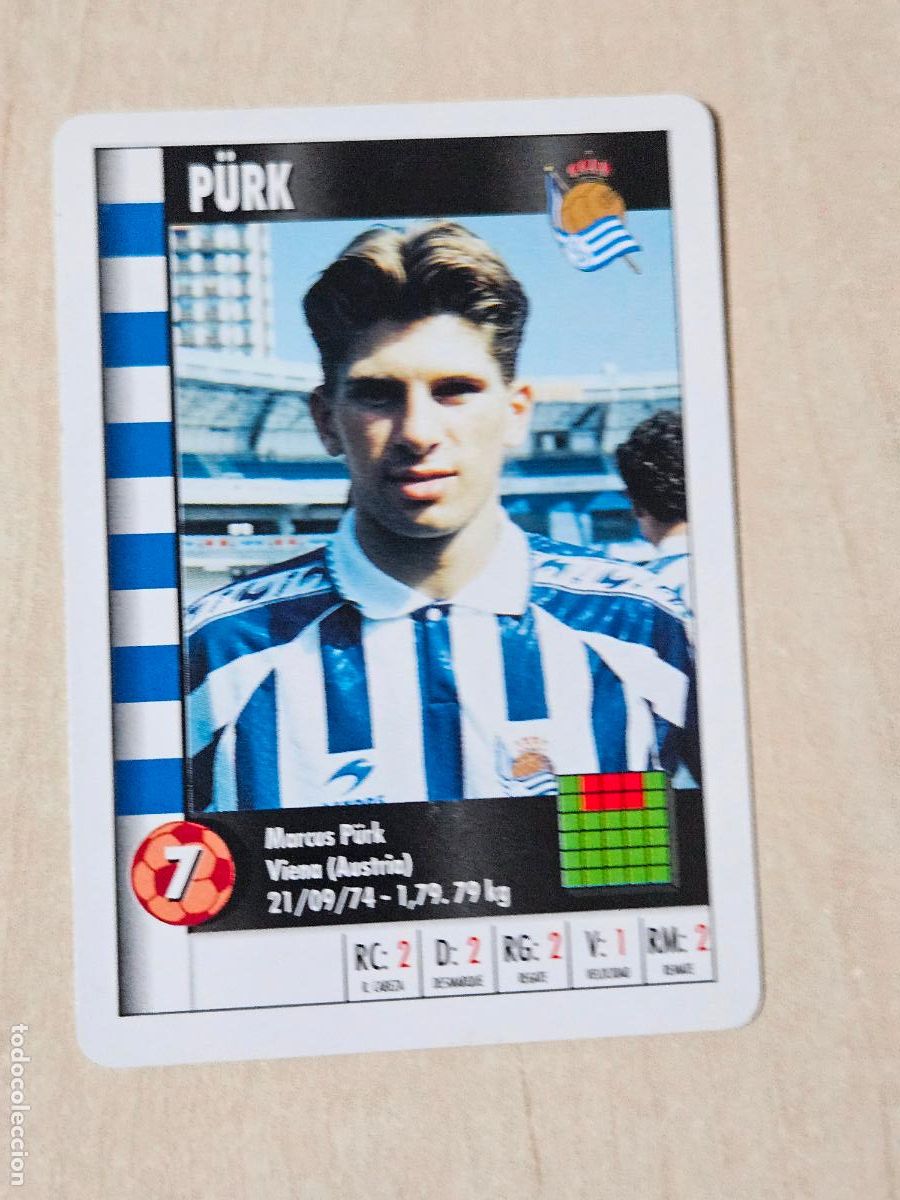 Cromos de f&uacute;tbol: PURK - REAL SOCIEDAD - CARTA NAIPE HERACLIO FOURNIER SUPERGOL SUPER GOL MARCA 95 96