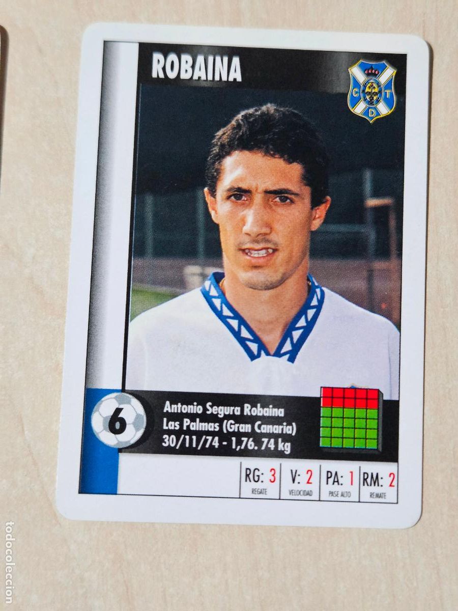 Cromos de f&uacute;tbol: ROBAINA - TENERIFE - CARTA NAIPE HERACLIO FOURNIER SUPERGOL SUPER GOL MARCA 95 96