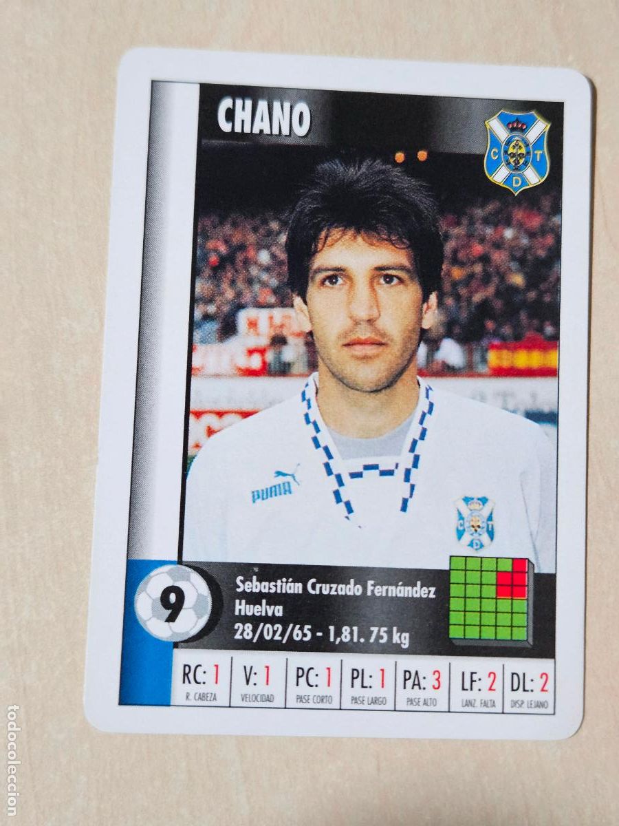 Cromos de f&uacute;tbol: CHANO - TENERIFE - CARTA NAIPE HERACLIO FOURNIER SUPERGOL SUPER GOL MARCA 95 96