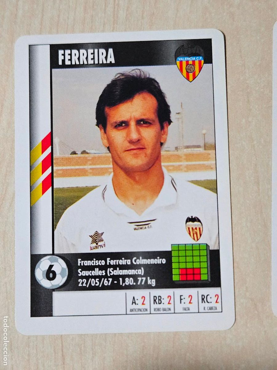 Cromos de f&uacute;tbol: FERREIRA - VALENCIA - CARTA NAIPE HERACLIO FOURNIER SUPERGOL SUPER GOL MARCA 95 96