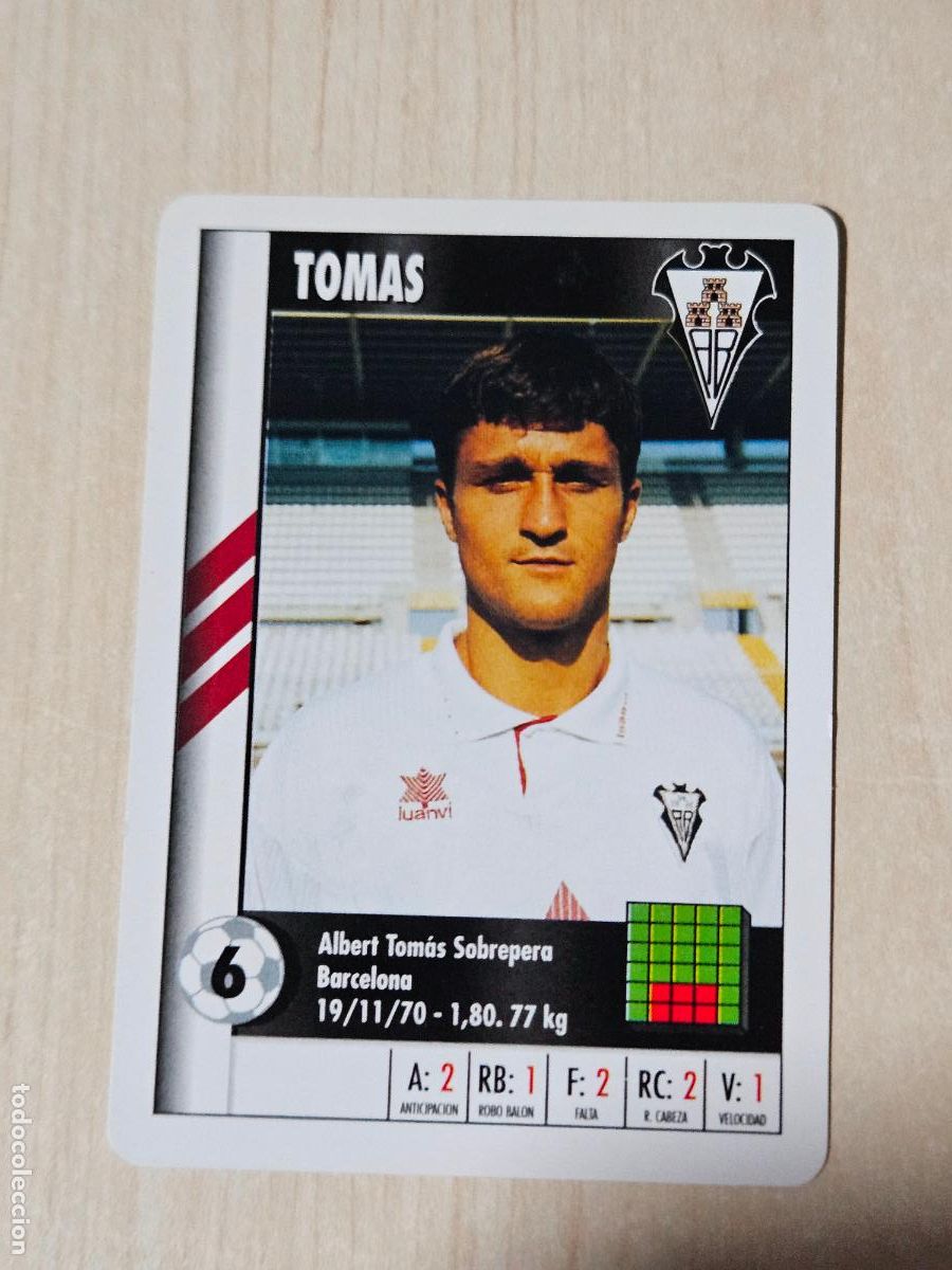 Cromos de f&uacute;tbol: TOMAS - ALBACETE - CARTA NAIPE HERACLIO FOURNIER SUPERGOL SUPER GOL MARCA 95 96