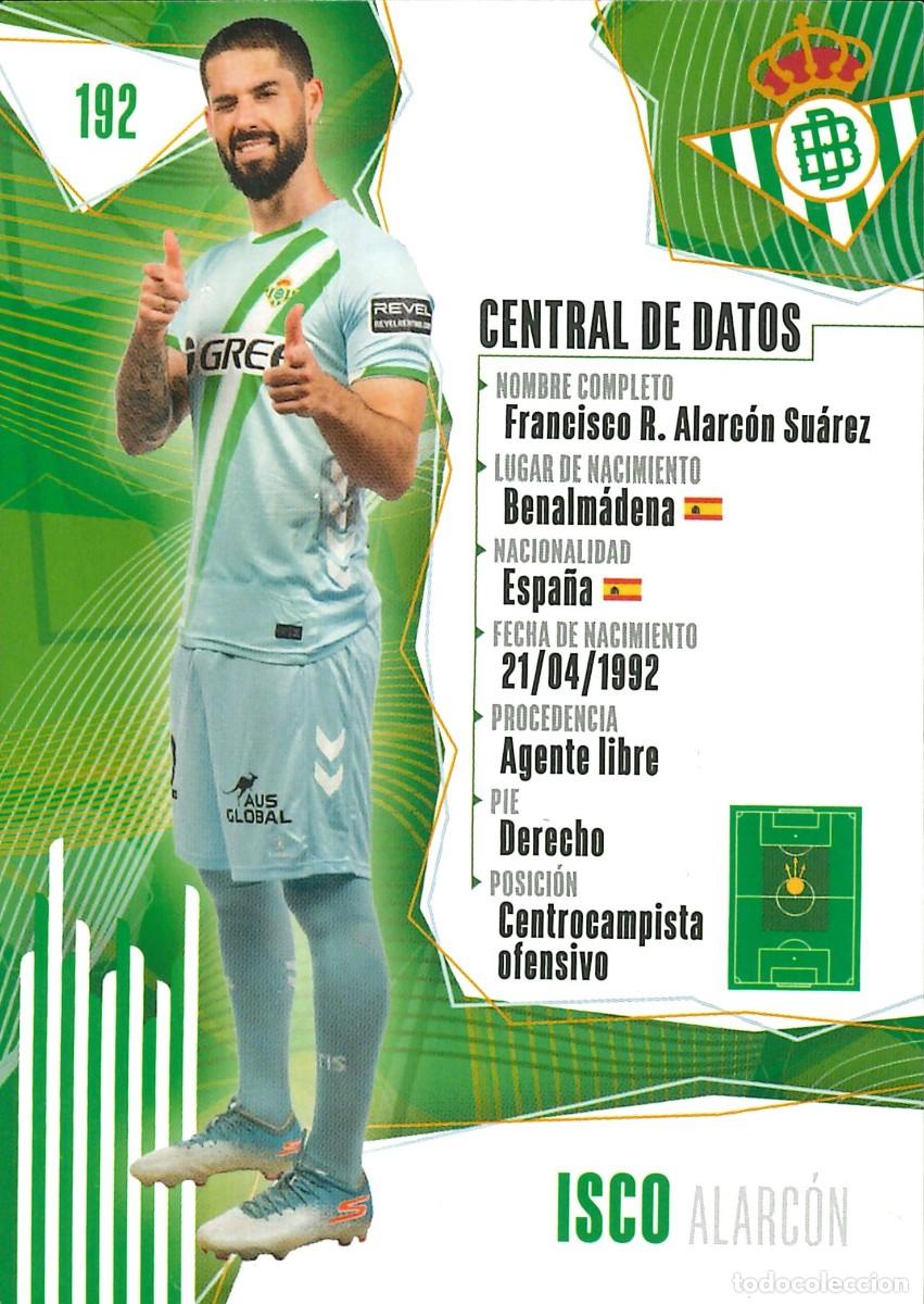 Cromos de f&uacute;tbol: FUTBOL - BETIS CARDS - 2025-2026 - 25-26 - REAL BETIS - 192 - ISCO ALARCON - CENTRAL DE DATOS