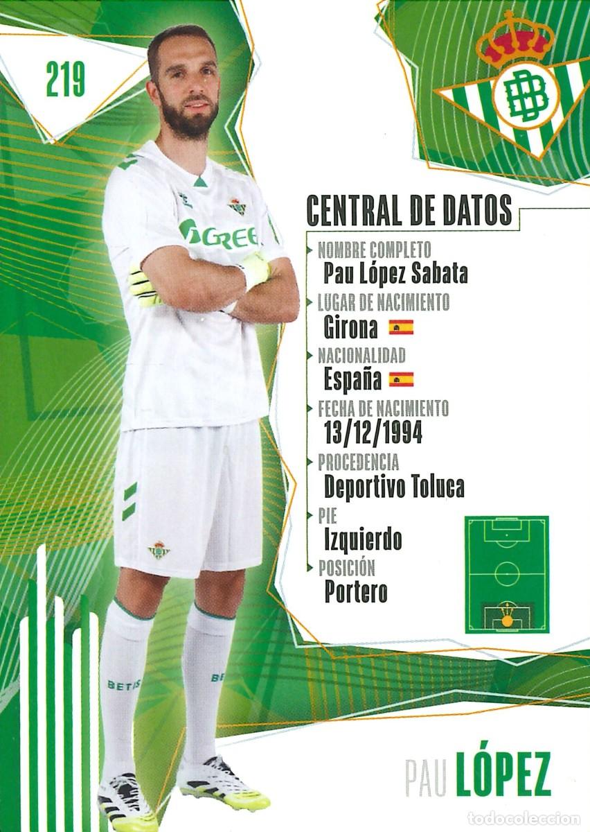 Cromos de f&uacute;tbol: FUTBOL - BETIS CARDS - 2025-2026 - 25-26 - REAL BETIS - 219 - PAU LOPEZ - CENTRAL DE DATOS