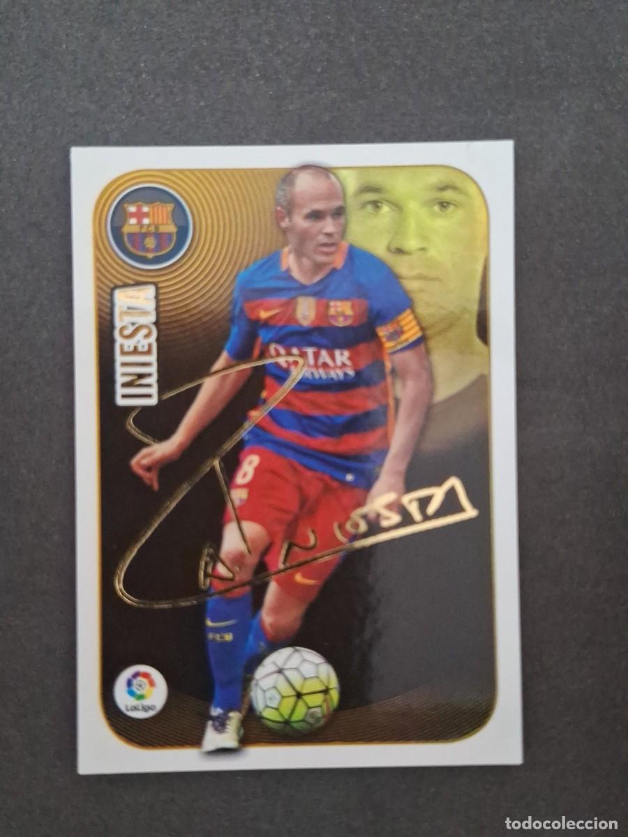 Cromos de f&uacute;tbol: L3 INIESTA F. C. BARCELONA SERIE ORO LIGA ESTE 2016 2017 16 17 NUNCA PEGADO SIN PEGAR
