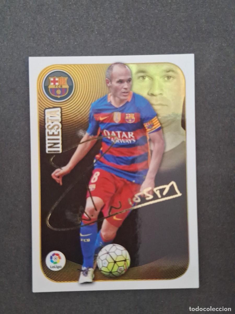 Cromos de f&uacute;tbol: L3 INIESTA F. C. BARCELONA SERIE ORO LIGA ESTE 2016 2017 16 17 NUNCA PEGADO SIN PEGAR