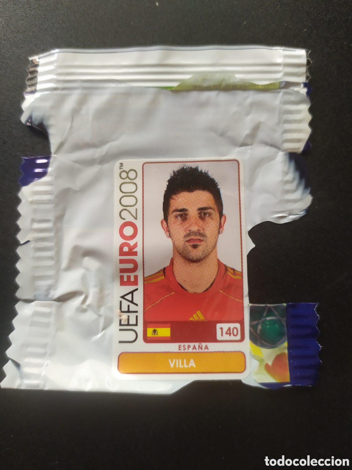 Cromos de Futebol: UEFA Euro 2008 Austria Suiza panini mini sticker chicle Villa n&deg; 140 Espa&ntilde;a sin pegar