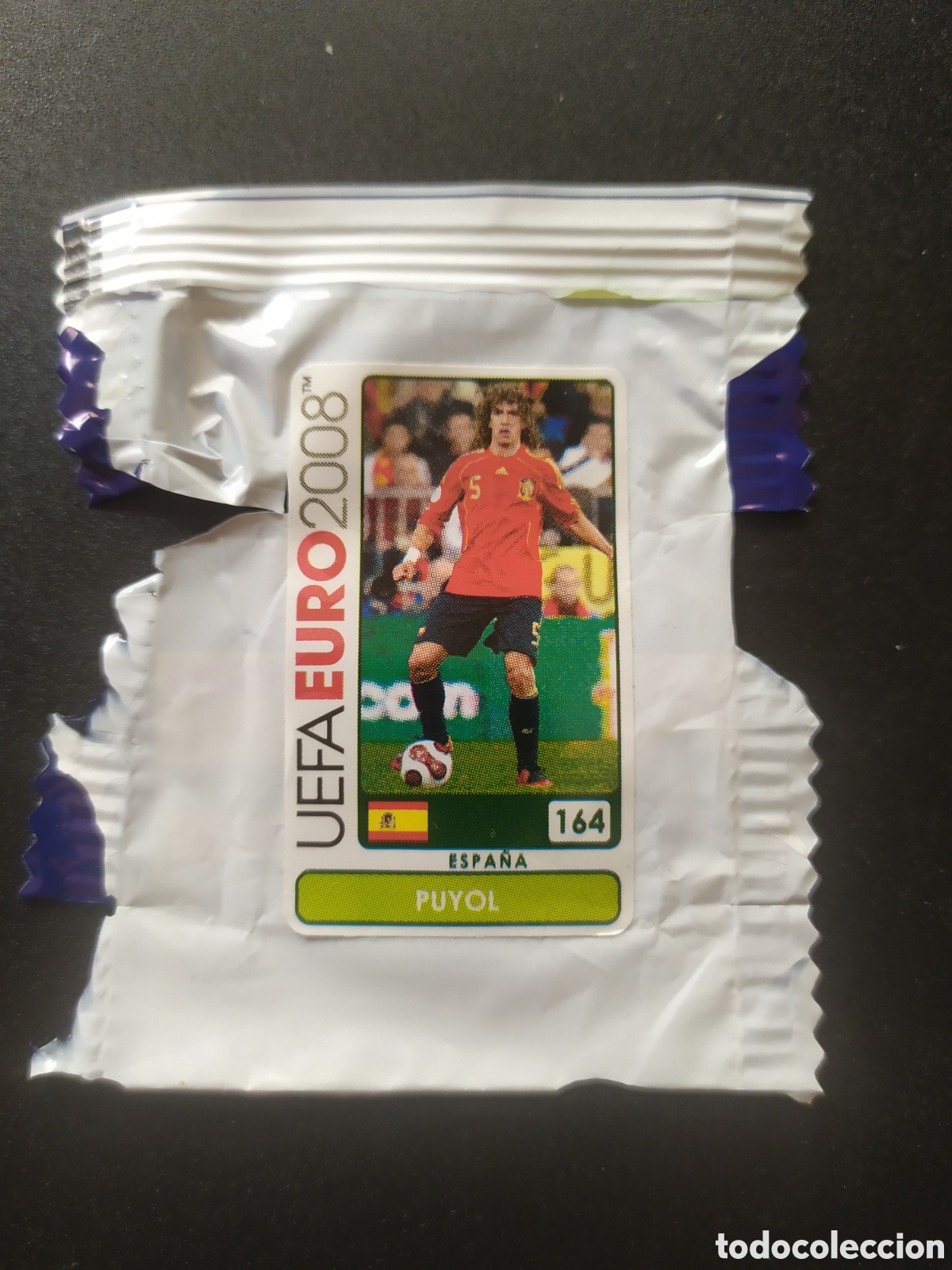 Cromos de f&uacute;tbol: UEFA Euro 2008 Austria Suiza panini mini sticker chicle Puyol n&deg; 164 Espa&ntilde;a sin pegar