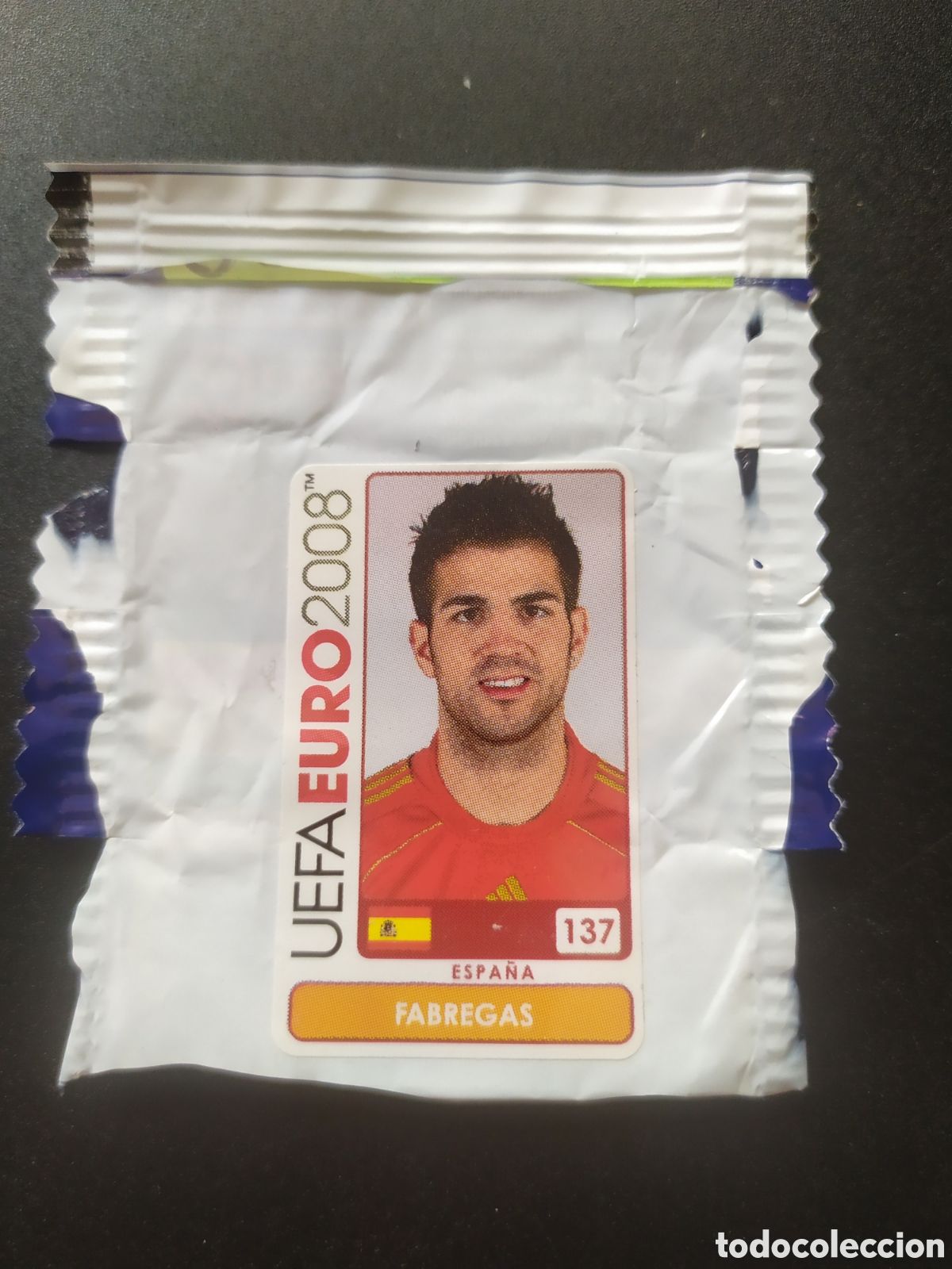 Cromos de f&uacute;tbol: UEFA Euro 2008 Austria Suiza panini mini sticker chicle Cesc F&aacute;bregas n&deg; 137 Espa&ntilde;a sin pegar