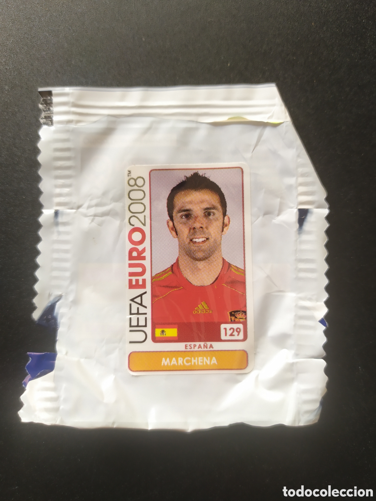 Cromos de f&uacute;tbol: UEFA Euro 2008 Austria Suiza panini mini sticker chicle Marchena n&deg; 129 Espa&ntilde;a sin pegar