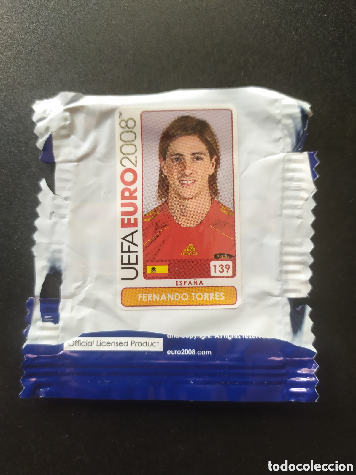 Cromos de f&uacute;tbol: UEFA Euro 2008 Austria Suiza panini mini sticker chicle Fernando Torres n&deg; 139 Espa&ntilde;a sin pegar