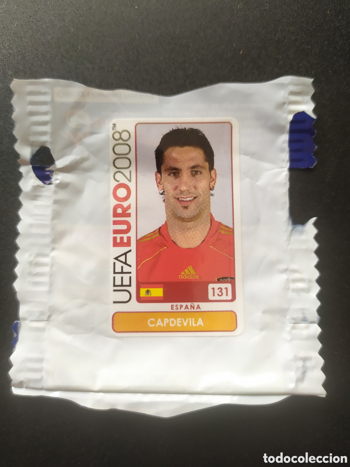 Cromos de f&uacute;tbol: UEFA Euro 2008 Austria Suiza panini mini sticker chicle Capdevila n&deg; 131 Espa&ntilde;a sin pegar