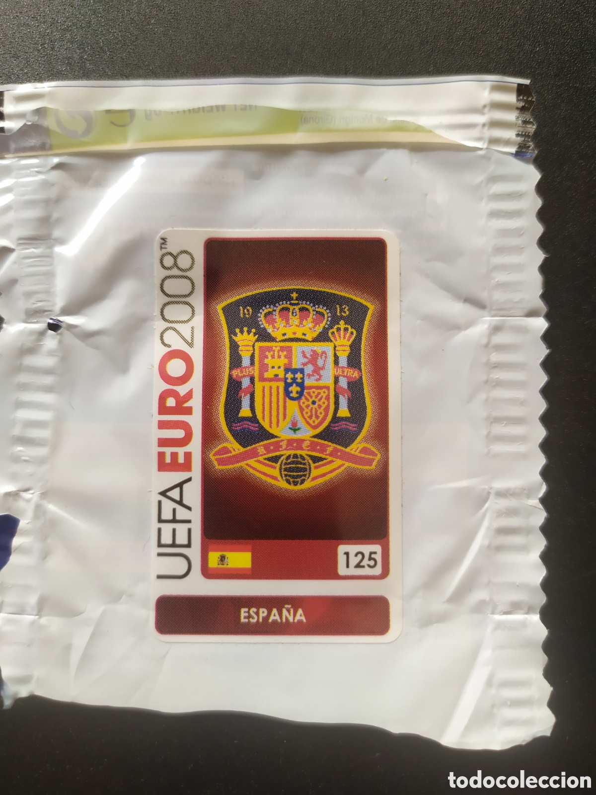 Cromos de f&uacute;tbol: UEFA Euro 2008 Austria Suiza panini mini sticker chicle escudo n&deg; 125 Espa&ntilde;a sin pegar