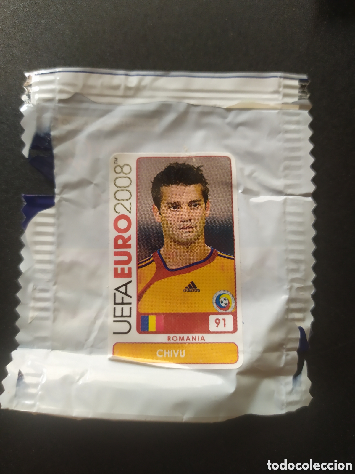 Cromos de f&uacute;tbol: UEFA Euro 2008 Austria Suiza panini mini sticker chicle Chivu n&deg; 91 Rumania sin pegar