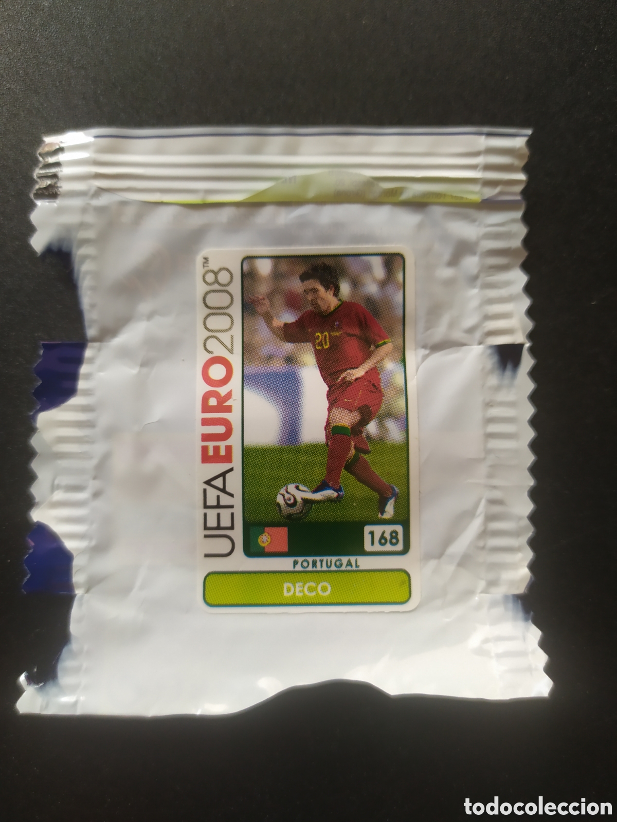 Cromos de f&uacute;tbol: UEFA Euro 2008 Austria Suiza panini mini sticker chicle Deco n&deg; 168 Portugal sin pegar