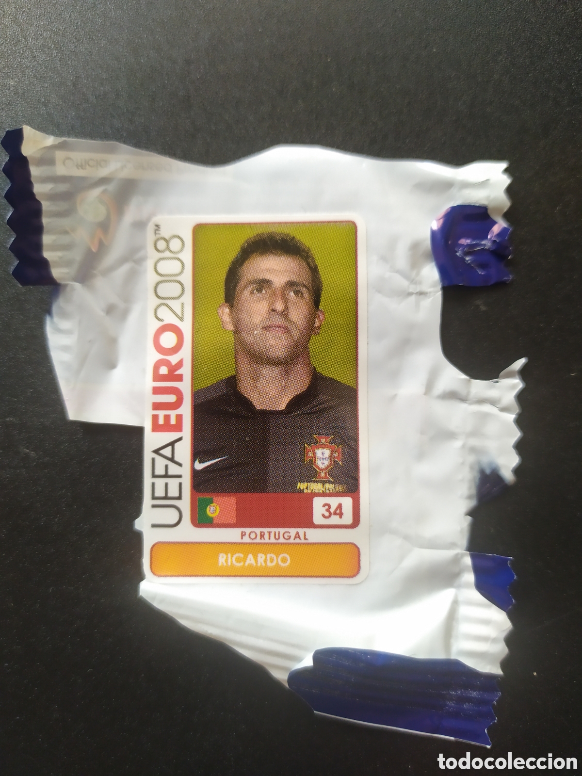 Figurine di Calcio: UEFA Euro 2008 Austria Suiza panini mini sticker chicle Ricardo n&deg; 34 Portugal sin pegar