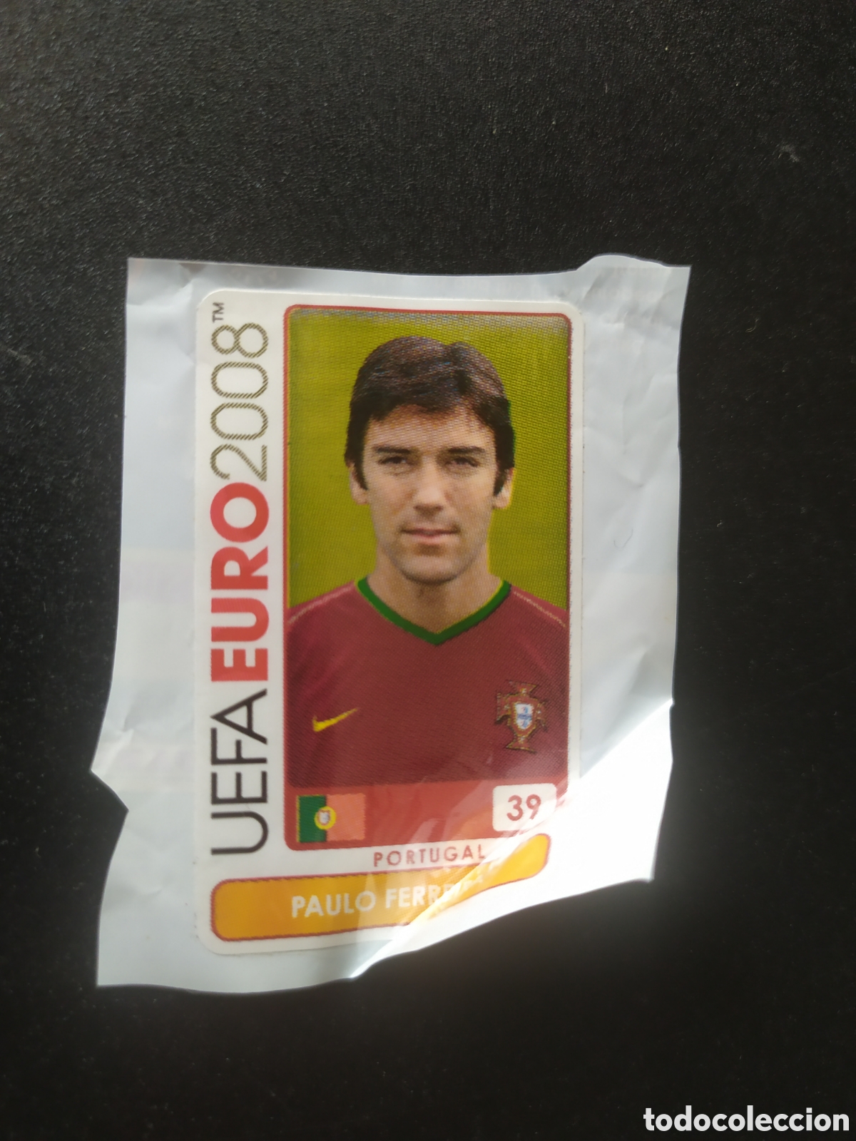 Figurine di Calcio: UEFA Euro 2008 Austria Suiza panini mini sticker chicle Paulo Ferreira n&deg; 39 Portugal sin pegar
