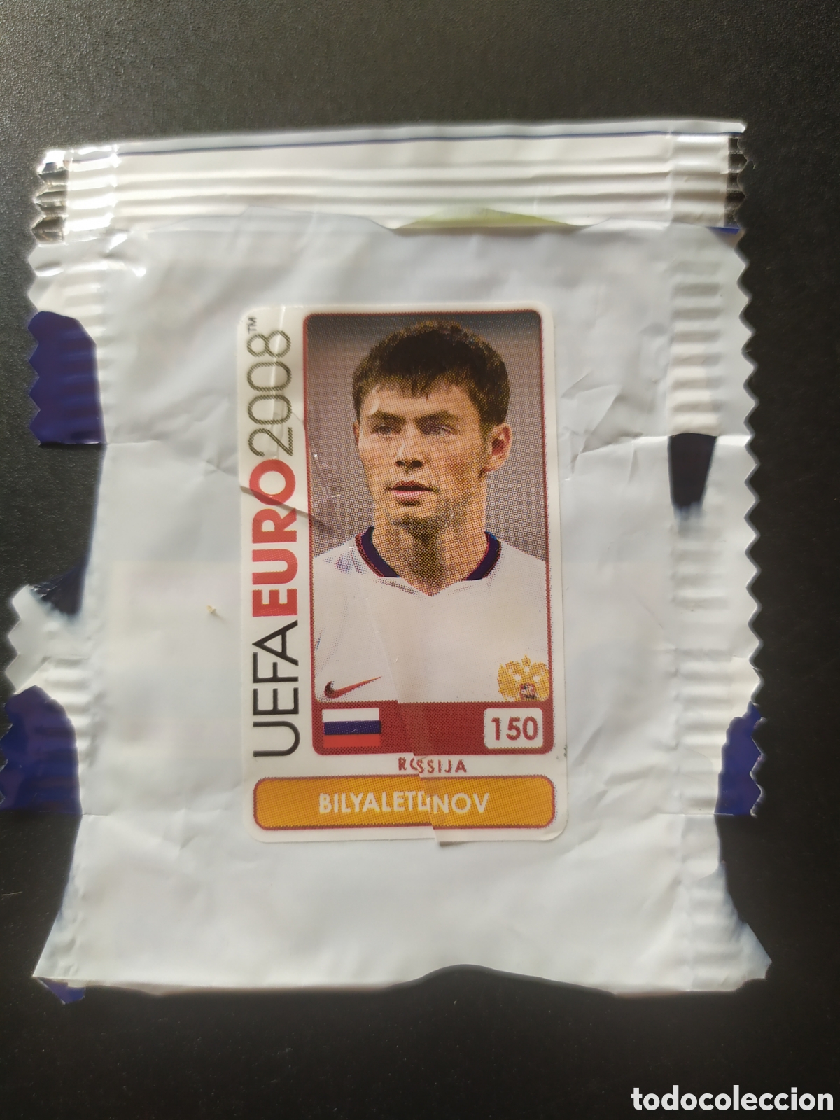 Cromos de f&uacute;tbol: UEFA Euro 2008 Austria Suiza panini mini sticker chicle Bilyaletonov n&deg; 150 Rusia sin pegar