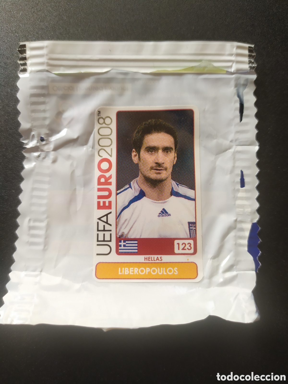 Cromos de f&uacute;tbol: UEFA Euro 2008 Austria Suiza panini mini sticker chicle Liberopoulos n&deg; 123 Grecia sin pegar