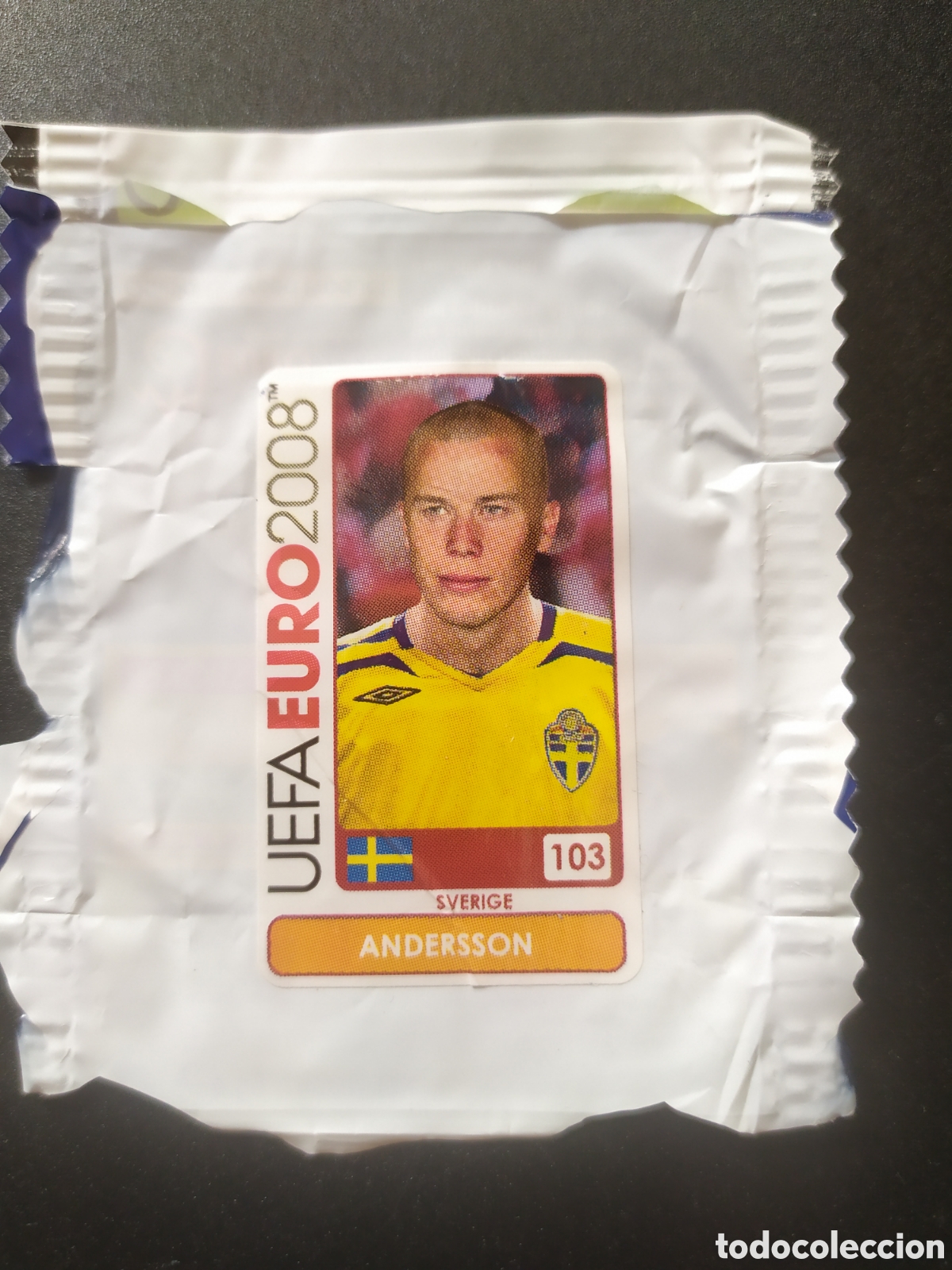 Cromos de f&uacute;tbol: UEFA Euro 2008 Austria Suiza panini mini sticker chicle Andersson n&deg; 103 Suecia sin pegar